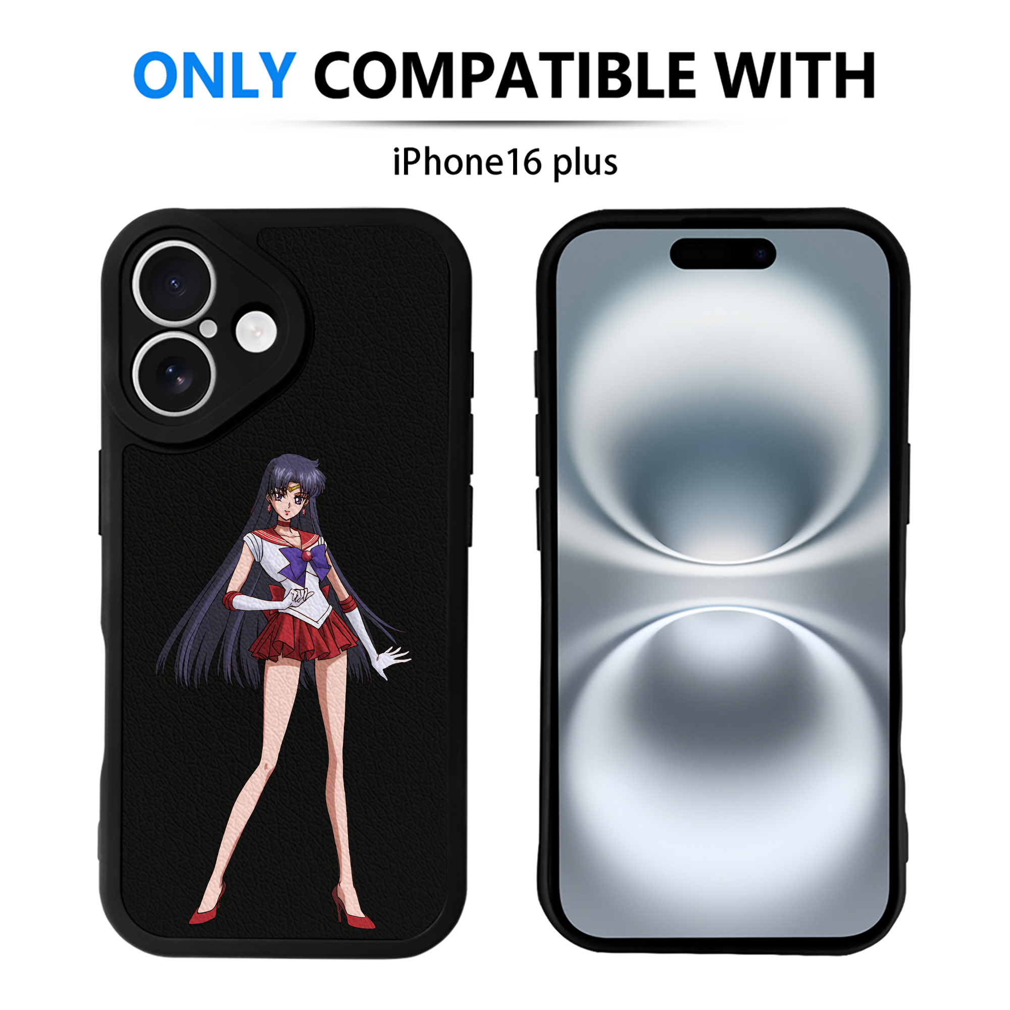 （画像用） 美少女戦士セーラームーン 火野レイ ひの レイ Sailor Moon Hino Rei （セーラーマーズ,Sailor Mars） 【iPhone 16シリーズ対応】シリコンスマホケース（レザー調） 材質：シリコン